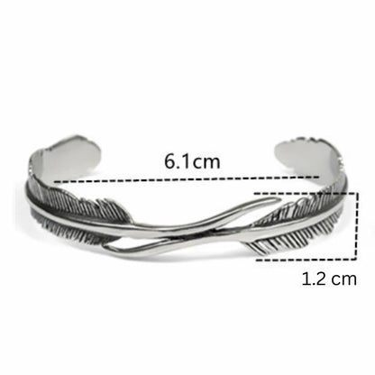 Feathers Open Cuff Bangle Bracelet