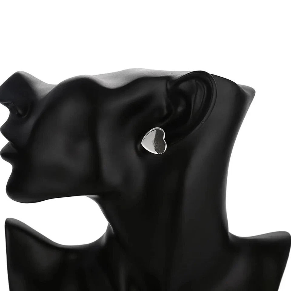 925 Sterling Silver Stunning Heart Stud Earrings Womens Girls Jewellery Gift UK