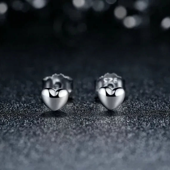 Solid 925 Sterling Silver Love Heart Small Heart Earrings Gift For Women Jewelry
