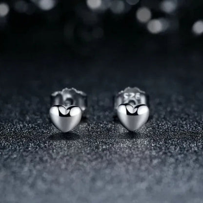 Solid 925 Sterling Silver Love Heart Small Heart Earrings Gift For Women Jewelry