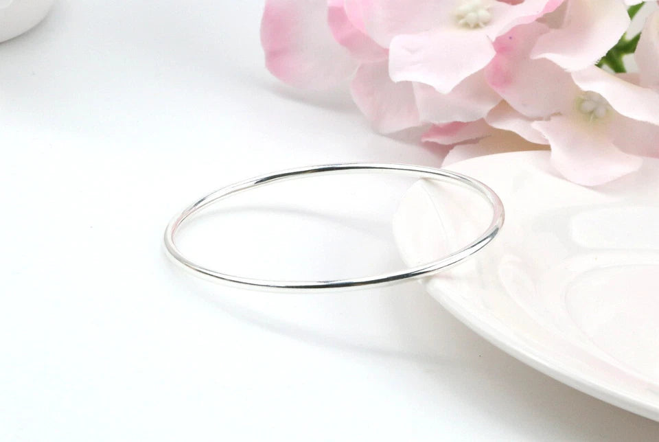 Silver Filled Solid Cuff Bangle bracelet
