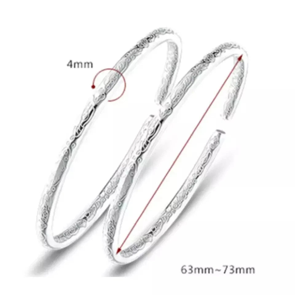 Silver Filled Solid Cuff Bangle bracelet