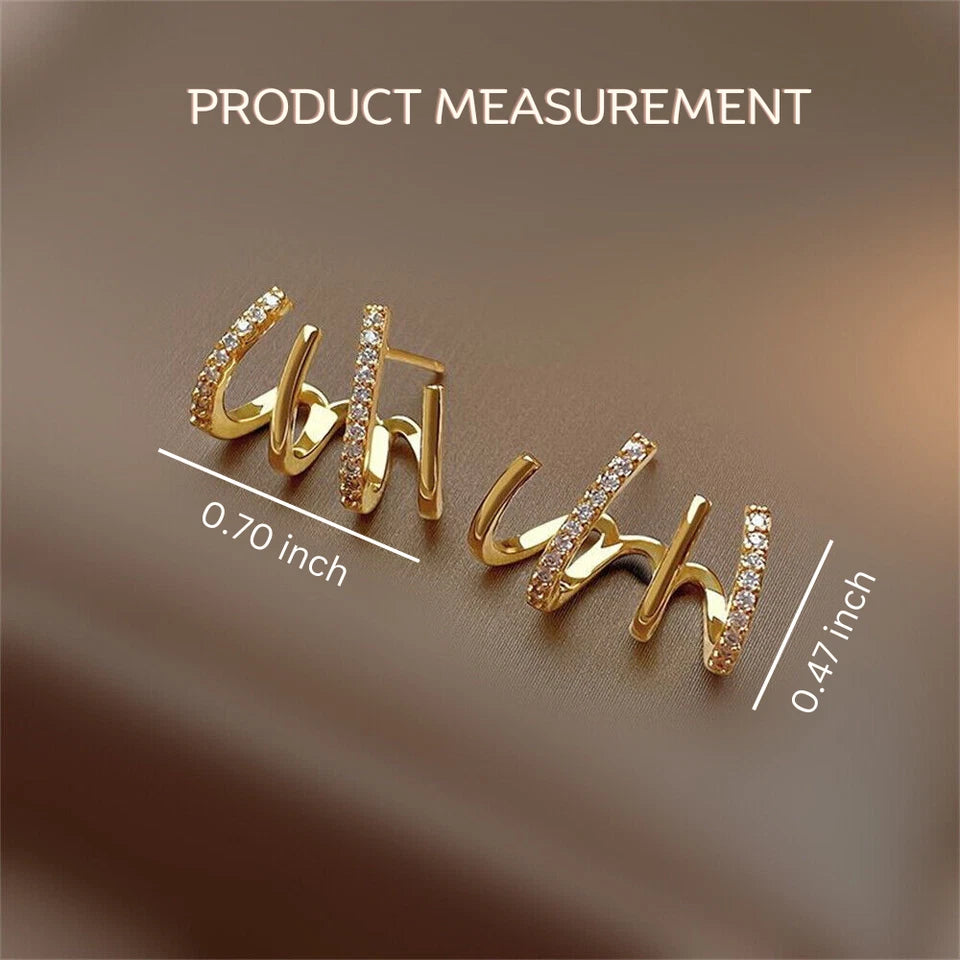 Claw Earrings Cuff CZ Stud 14k Gold Over 925 Silver Piercing Wrap Stud Jewelry