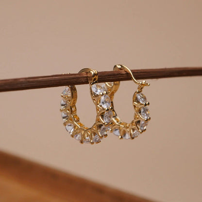 Huggie Hoop Earrings Women Girl Hypoallergenic Cubic Zirconia Gold Silver Pair