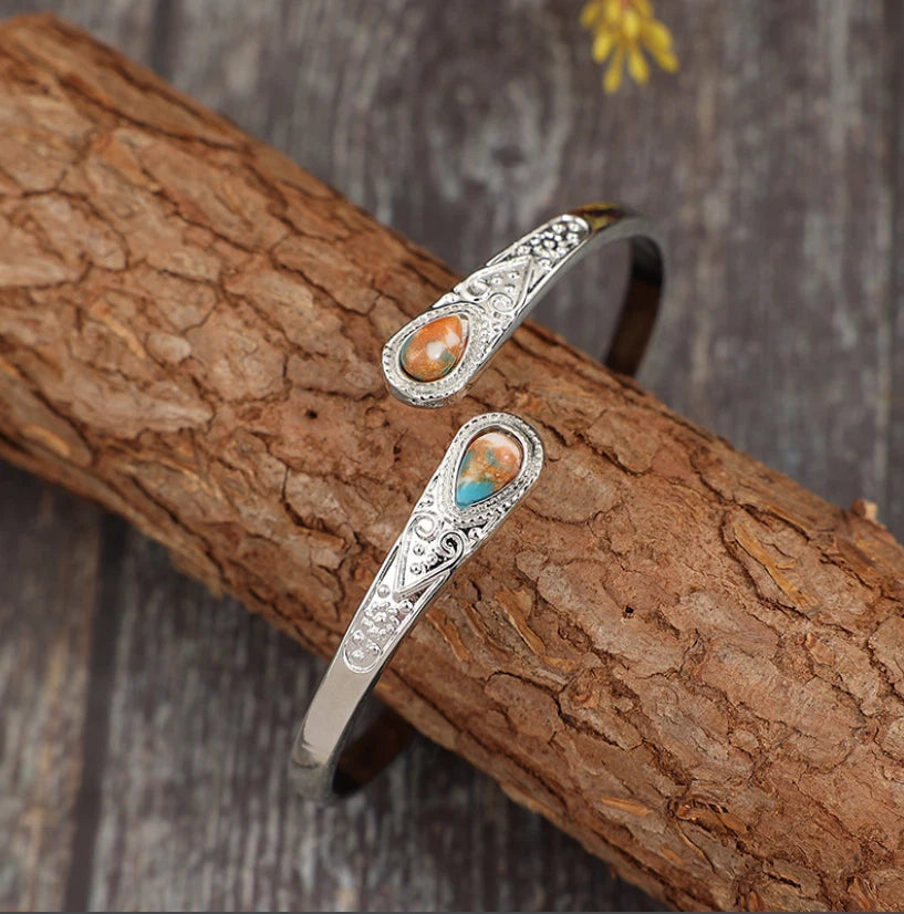 Vintage Open Cuff Stone Bangle KK Labib