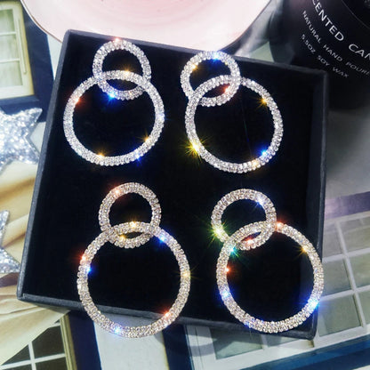 Interlocking Double Circle Stud Drop Earrings