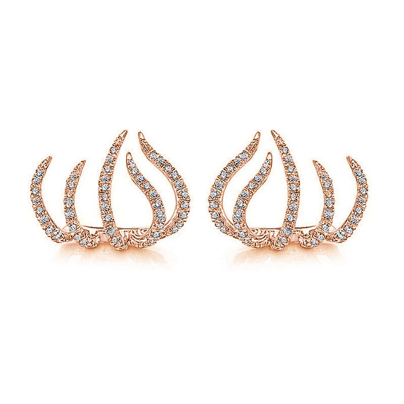 Claw CZ Cuff Stud Earrings