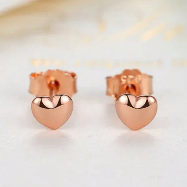 Solid 925 Sterling Silver Love Heart Small Heart Earrings Gift For Women Jewelry