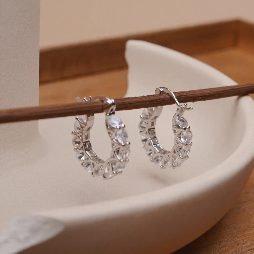 Cubic Zirconia Huggie Hoop Earrings