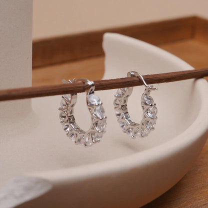 Cubic Zirconia Huggie Hoop Earrings