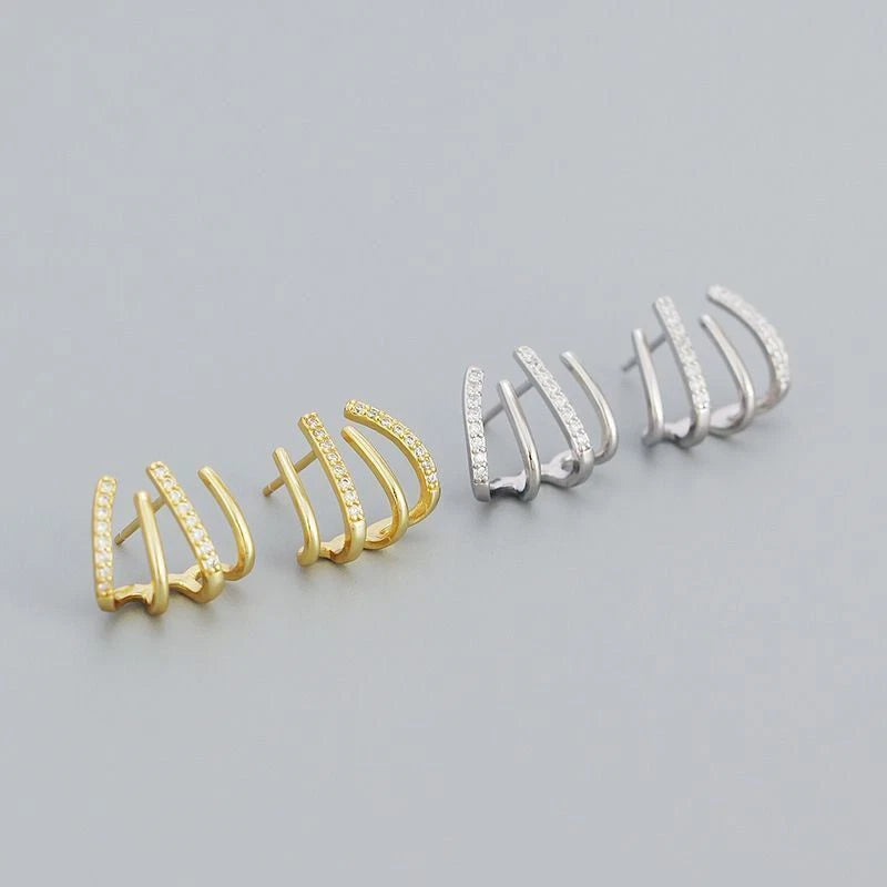 Four Claw Plain Diamond Earrings