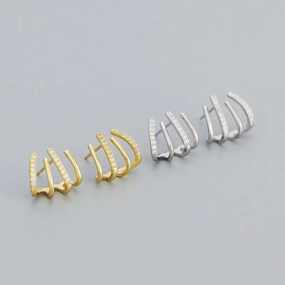 Four Claw Plain Diamond Earrings