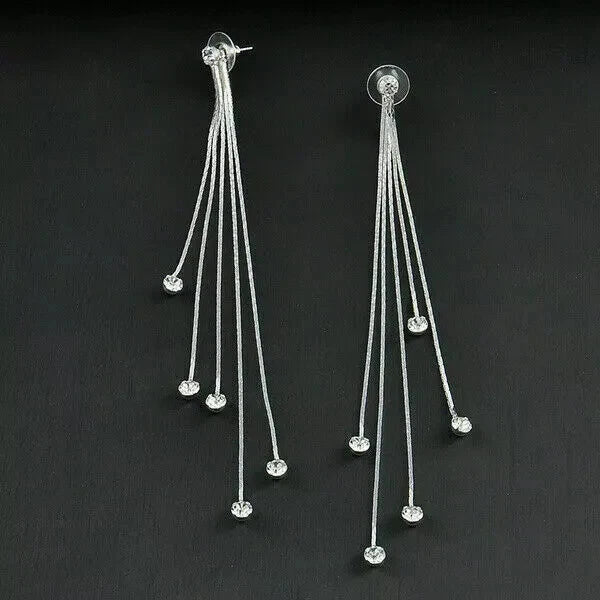 Long Chain Tassel Drop Dangle Earrings