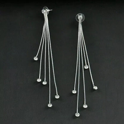 Long Chain Tassel Drop Dangle Earrings