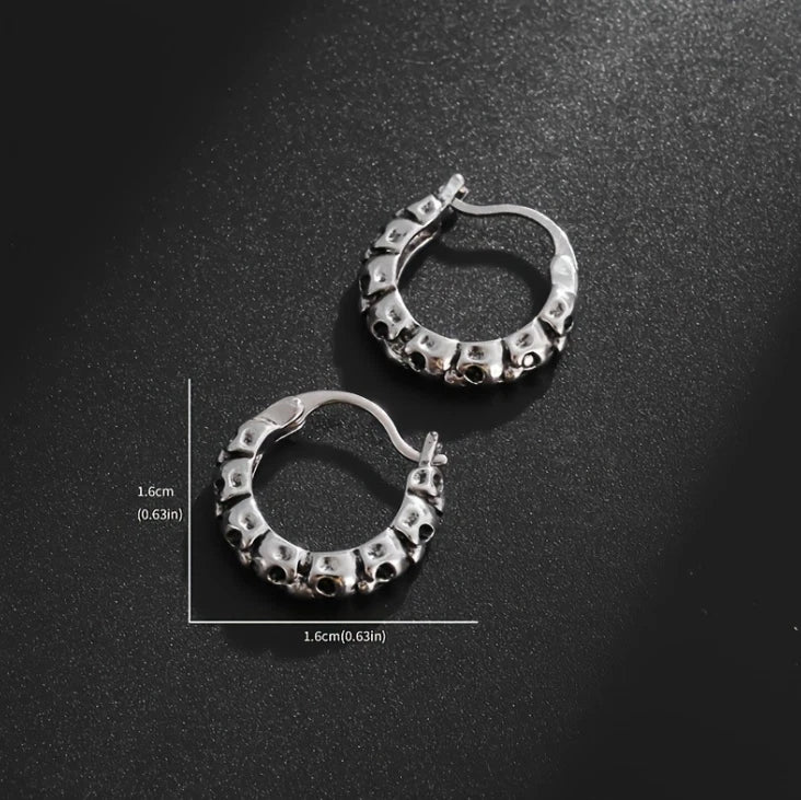 Sterling Silver Skull Head Earrings Men/Women Dangle Drop Hoop Stud Jewelry