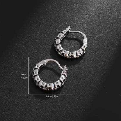 Sterling Silver Skull Head Earrings Men/Women Dangle Drop Hoop Stud Jewelry