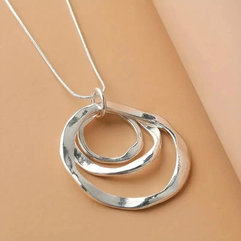 Triple Circle Geometric Ring Necklace