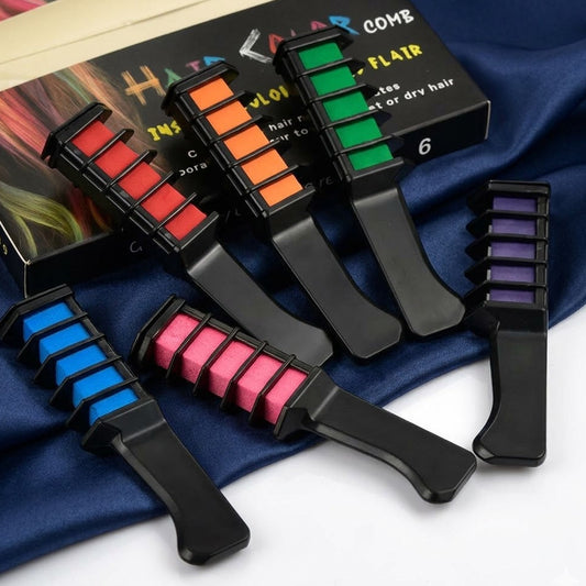 Temporary Mini Hair Color Comb Chalk Disposable Washable Dye Crayons With Brush