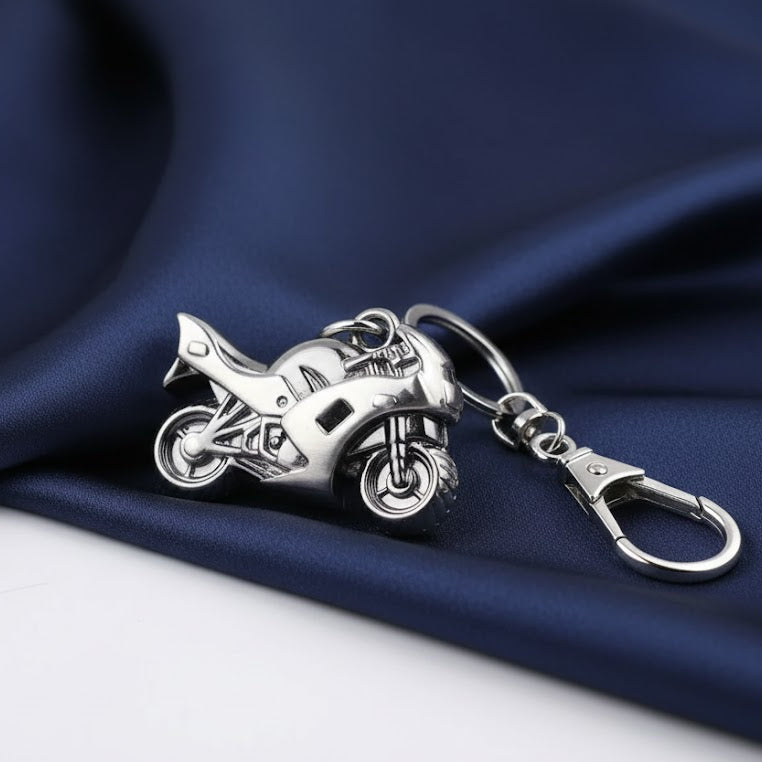 3D Motorcycle Keychain Classic Stainless Steel Simulation Model Motorbike Ring