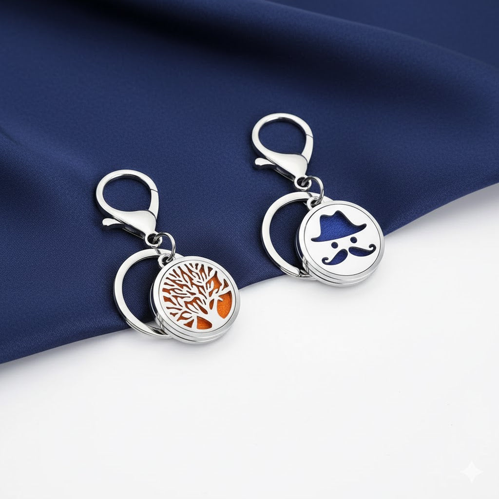 Stainless Steel Aromatherapy Perfume Essential Oil Diffuser Locket Keychain