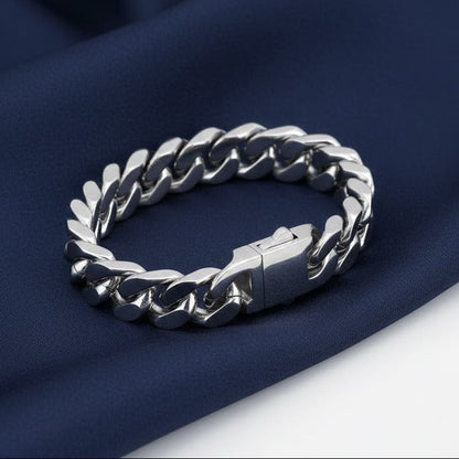 Mens Cuban Bracelet Solid Classic Thick Titanium Steel Heavy Wrist Chain UK