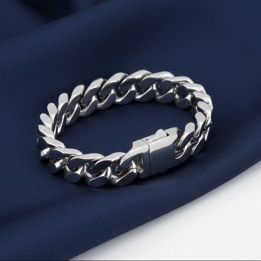 Mens Cuban Bracelet Solid Classic Thick Titanium Steel Heavy Wrist Chain UK