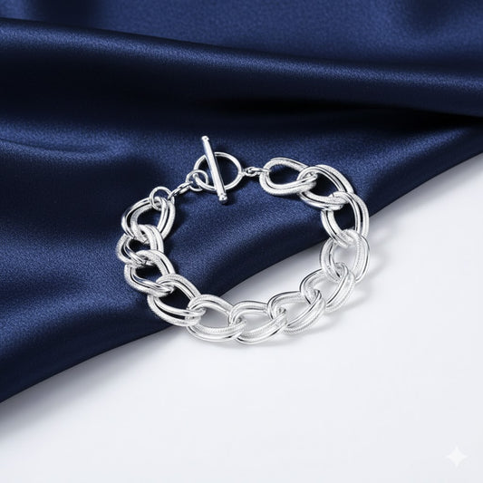 Double Chain Diamond Cut Bracelet