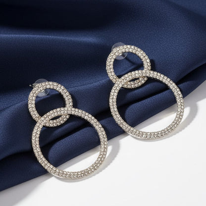 925 Silver Plated Made With Swarovski Crystal Elements Hoop Earrings Wedding UK