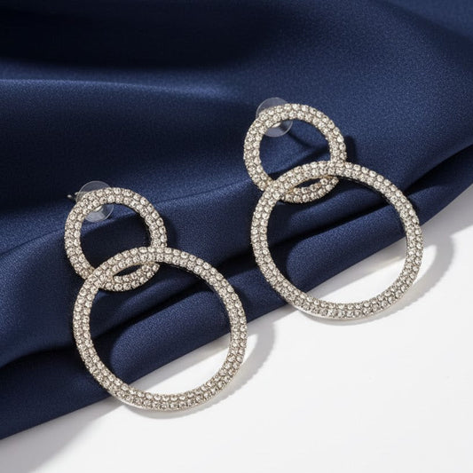 925 Silver Plated Made With Swarovski Crystal Elements Hoop Earrings Wedding UK