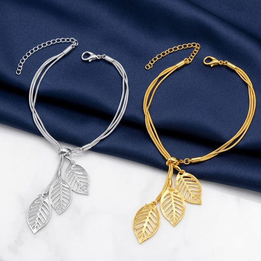 Snake Chain Hanging Hearts Bracelet