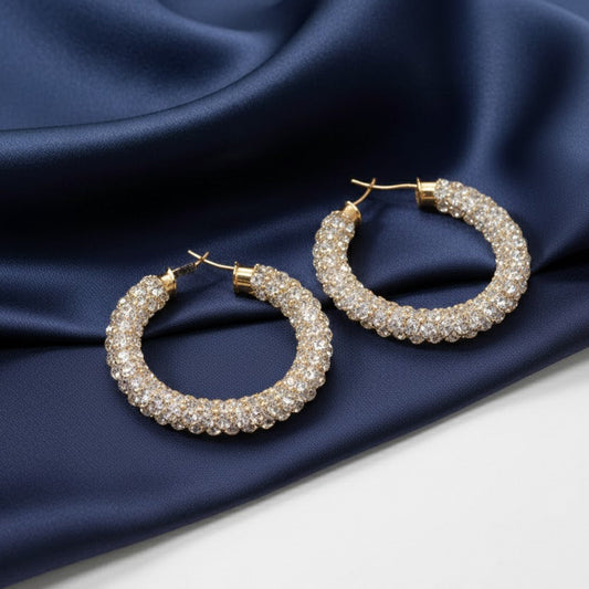 Rhinestone Circle Earrings Crystal Dangle