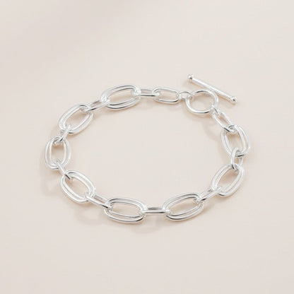 Solid 925 Sterling Silver Double Chain Bangle Bracelets Women's Jewelry