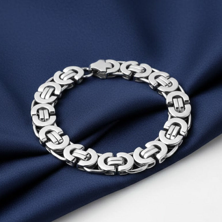 6/8/11mm Fashion Men Women Stainless Steel Byzantine Chain Bracelet Bangle 9" UK