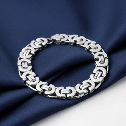 6/8/11mm Fashion Men Women Stainless Steel Byzantine Chain Bracelet Bangle 9" UK