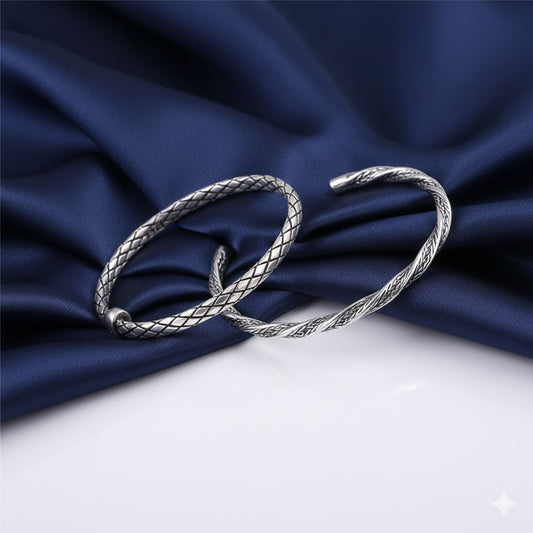 925 Sterling Silver Vintage Open Bangle Thai Handmade Twisted Cuff Bracelet UK