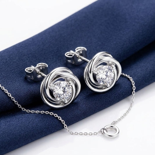 Silver Geometric Flower Earings