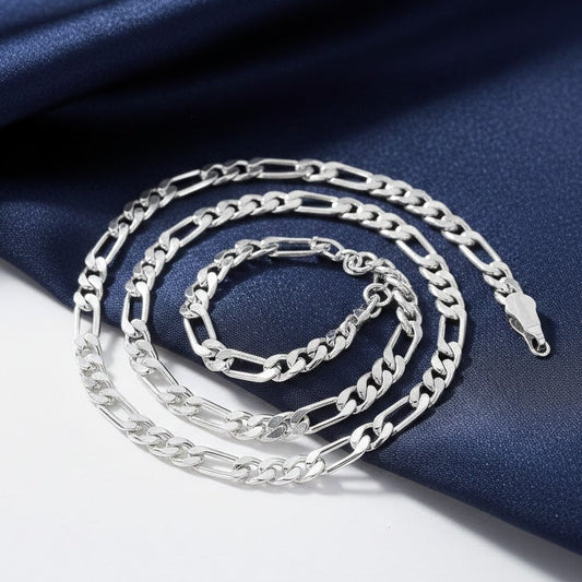 Solid 925 Sterling Silver Figaro Chain Necklace Bracelet Mens Curb 2mm - 12mm UK