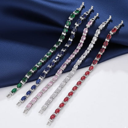 Crystal Tennis Stone adjustable Bracelet Silver Plated Cubic Zirconia Women Gift