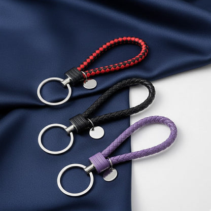 Colorful Braided Faux Leather Strap Keyring Keychain Car Key Chain Ring Key Fob