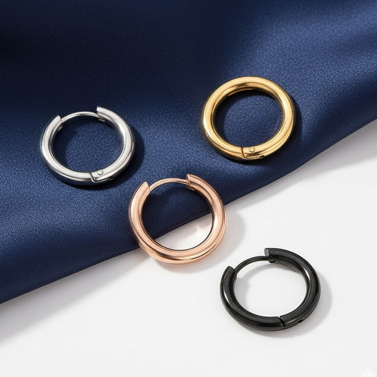 Thick Huggie Earrings 2.5mm Hoops Surgical Stainless Steel Pair 8mm - 16mm UK