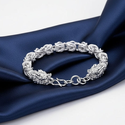 Dragon Head Engrave Link Chain Bracelet