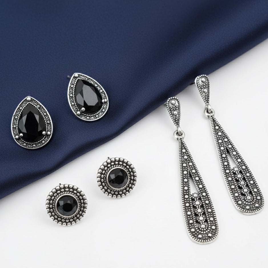 4 Pairs Women Bohemia Long Crystal Earring Set