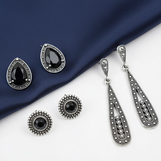 4 Pairs Women Bohemia Long Crystal Earring Set