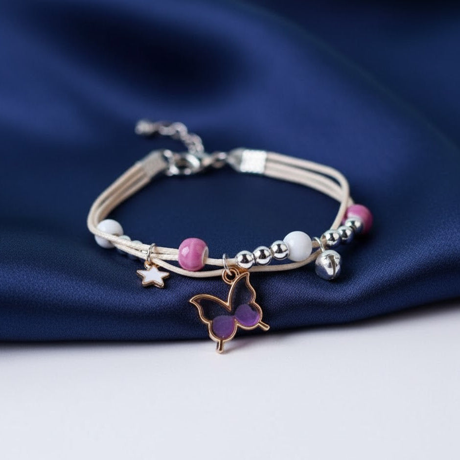 Butterfly Charm Bracelet with Beads