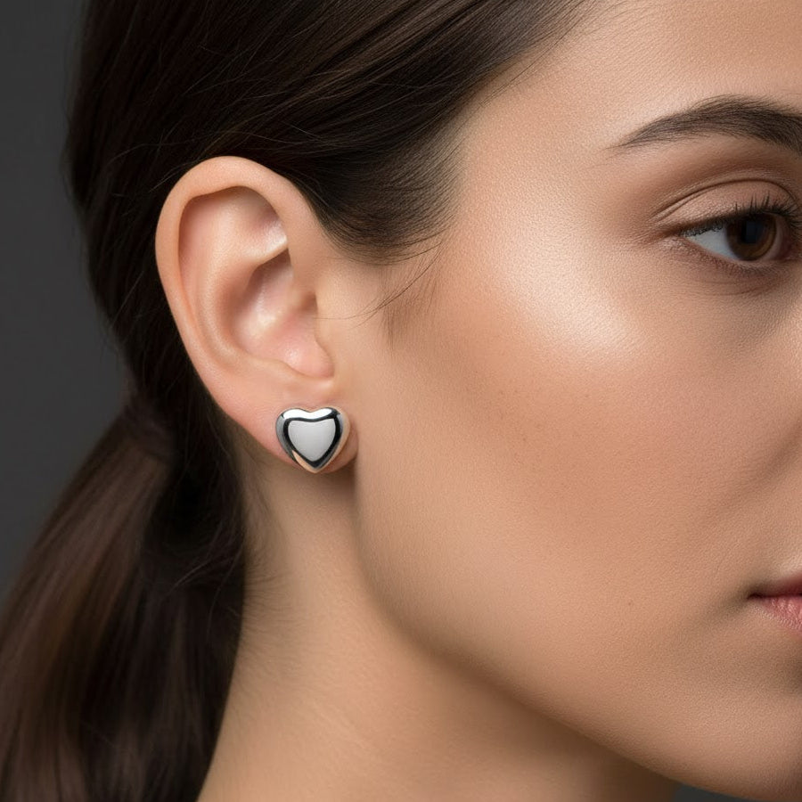 925 Sterling Silver Stunning Heart Stud Earrings Womens Girls Jewellery Gift UK