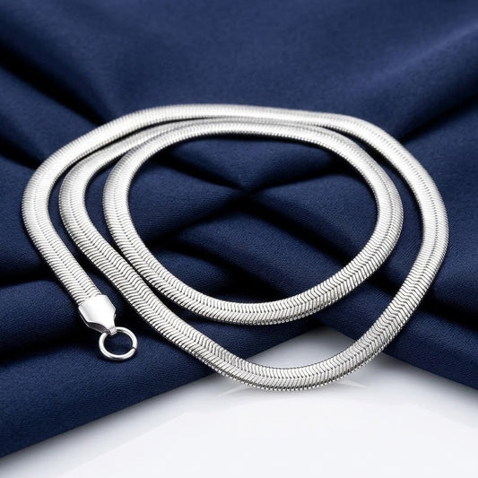 Titanium Silver Herringbone Snake Chain Necklace Flat Women Jewellery Gift UK