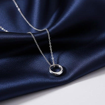 Silver Round Chain , Silver Circle Pendant , Round Pendant , Sterling Hoop Chain