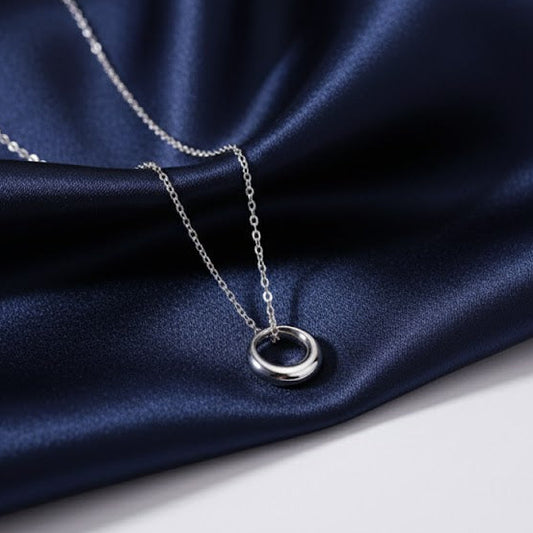 Silver Round Chain , Silver Circle Pendant , Round Pendant , Sterling Hoop Chain