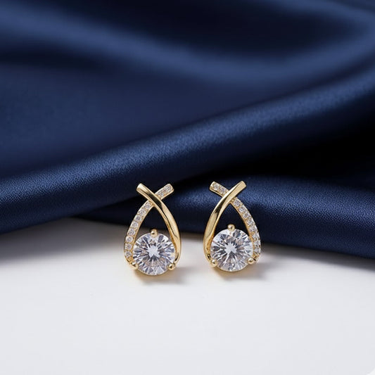 925 Sterling Silver Crystal Stud Zircon Earrings Women Fashion Jewelry Gift