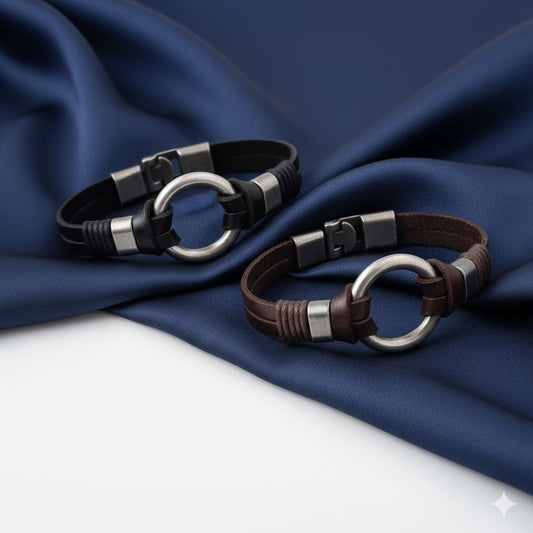 Men Leather Bracelet Braided Wristband Bangle Punk Surfer Wrap Jewelry Gift UK